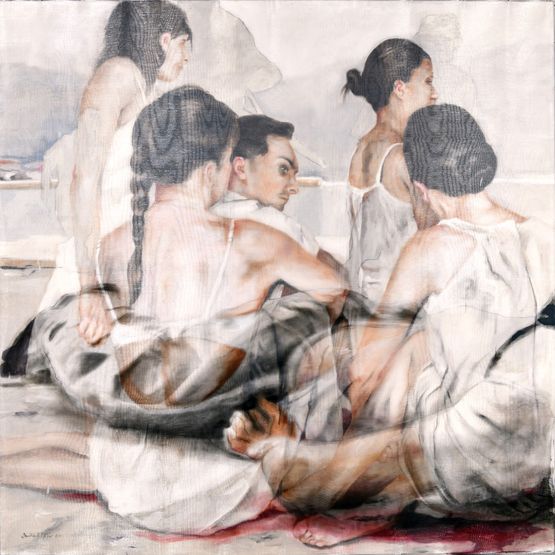 Los Distraidos III  Dreaming Global by Sandra Del Pilar contemporary artwork Painting