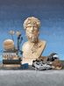 Still Life with Eroded Bust of Lucius Verus Sneakers Helmet and Basketball by Daniel Arsham contemporary artwork Painting