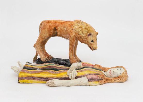 Watching the sleeping woman after Rosseau by Klara Kristalova contemporary artwork Sculpture