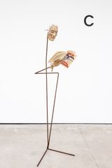 The artist wearing a mask of the former Fiat supremo Giovanni Agnelli reads an aside from Dario Fos political satire Trumpets and Raspberries 1974 in which a disfigured Agnelli has his face reconstructed in the image of a Fiat worker in whose jacket he is found following a near-fatal kidnapping attempt by Simon Starling contemporary artwork sculpture