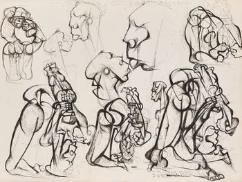 Untitled 18 Studies for sculpture- double sided by Dumile Feni contemporary artwork works on paper
