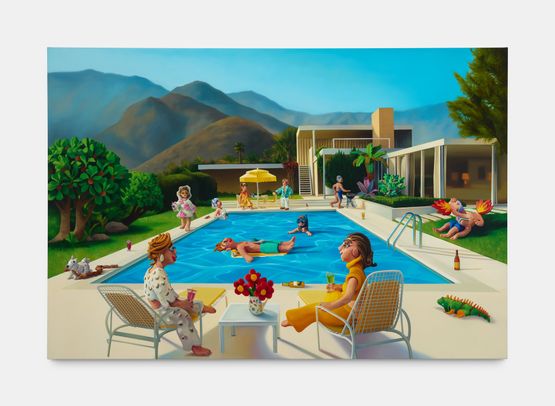 Palm Spring Pool Party by Natalia Ocerin contemporary artwork Painting