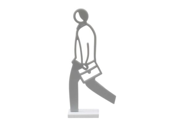 Male walker - Grey by Julian Opie contemporary artwork Sculpture