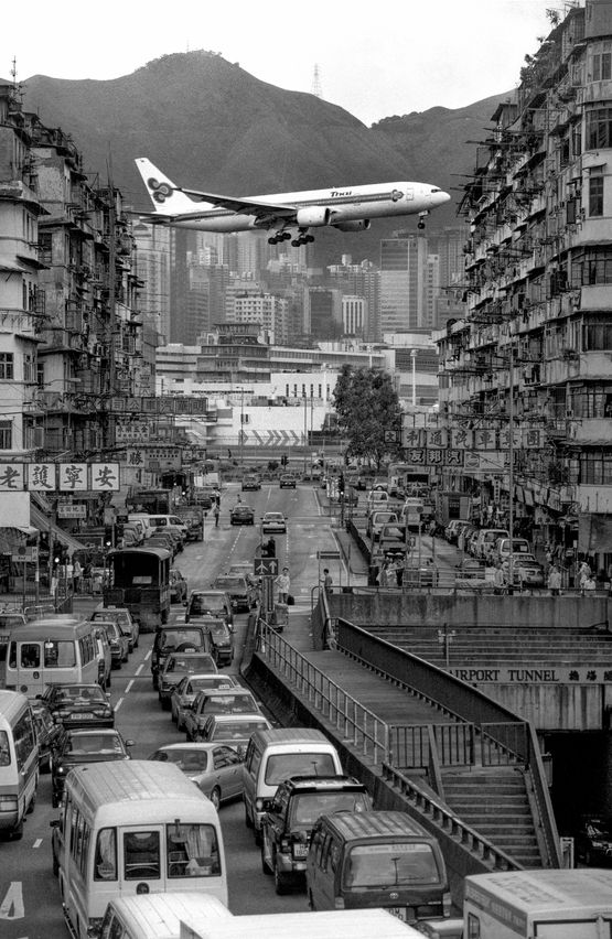Kai Tak from Kowloon City Road BW Hong Kong by Birdy Chu contemporary artwork Photography