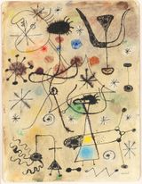 Femmes oiseau etoiles by Joan Miro contemporary artwork drawing works on paper