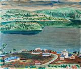 View of Lake Ashi by Zenzaburo Kojima Estate contemporary artwork painting