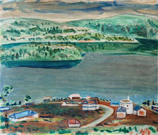 View of Lake Ashi by Zenzaburo Kojima Estate contemporary artwork Painting