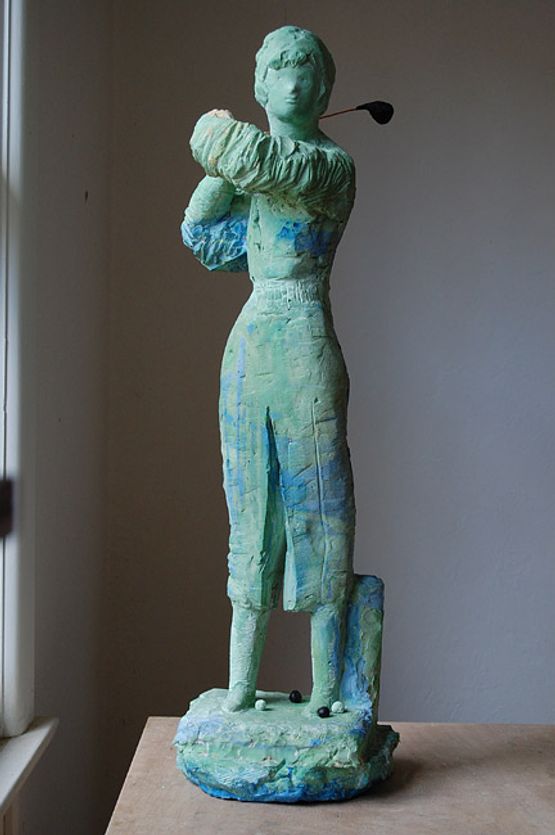 Green Golfer by Linda Marrinon contemporary artwork Sculpture