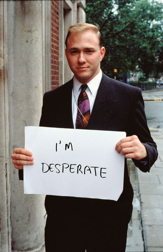 Signs that say what you want them to say and not Signs that say what someone else wants you to say IM DESPERATE by Gillian Wearing contemporary artwork Photography