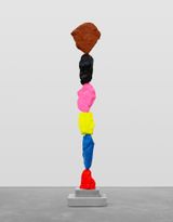 red blue yellow pink black brown mountain by Ugo Rondinone contemporary artwork sculpture
