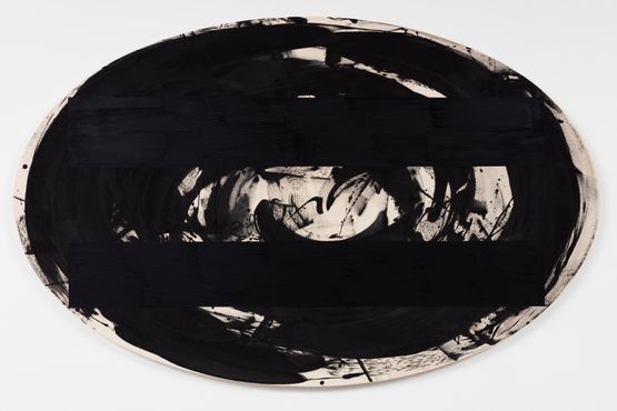 Gains and Losses - Omphalos Black II by Gretchen Albrecht contemporary artwork Painting