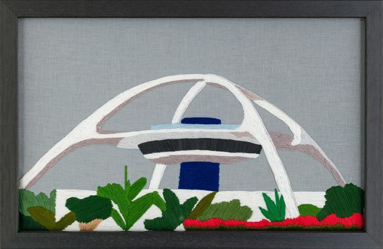 THEME BUILDING AT LAX by Erica Van Zon contemporary artwork Textile