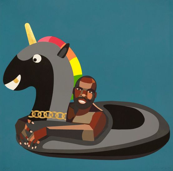 Self Portrait on Float by Derrick Adams contemporary artwork Print