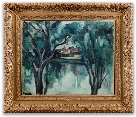 Village et bord de riviere by Maurice De Vlaminck contemporary artwork Painting