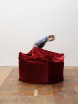 The Apply Chair Apply for Funding by Michael Stevenson contemporary artwork sculpture textile