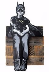 Batkid Returns Home With A Sidekick by Joe Iurato contemporary artwork sculpture mixed media