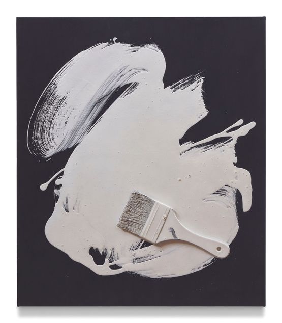 Action painting white on black by Paul Sietsema contemporary artwork Painting