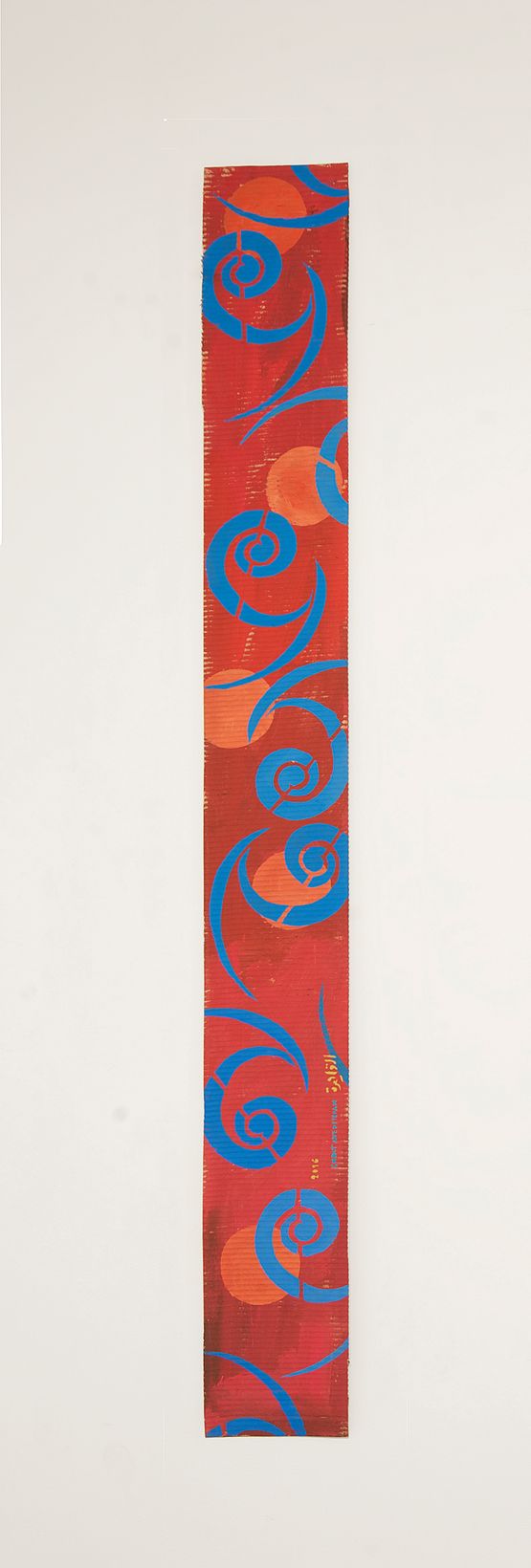 B3 - Tashkent caftan spiral pattern in blue 5 orange circles by Chant Avedissian contemporary artwork Painting