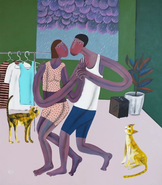 Laundry Rainy and Tango by Kitti Narod contemporary artwork Painting