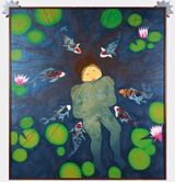 Self-portrait with Koi by Claudia Kogachi contemporary artwork painting