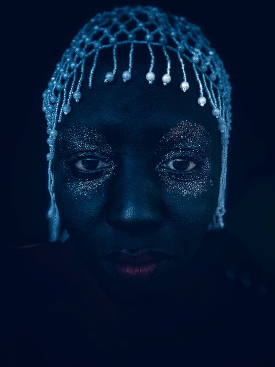 Beaded Blue Headpiece by Nonzuzo Gxekwa contemporary artwork Photography