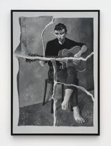 Torn Photograph of Guitar Player by Lenz Geerk contemporary artwork works on paper