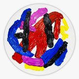 Brushstrokes from The Lobster Land Museum Blue Black Magenta Red Yellow by Philip Colbert contemporary artwork painting