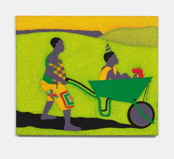 Ungaphakathi Kwe Bhala Umfana Ngosuku Lwakhe Lokuzalwa 4 50000 1 4 50000  Birthday Boy In A Wheelbarrow by Sibusiso Duma contemporary artwork Painting