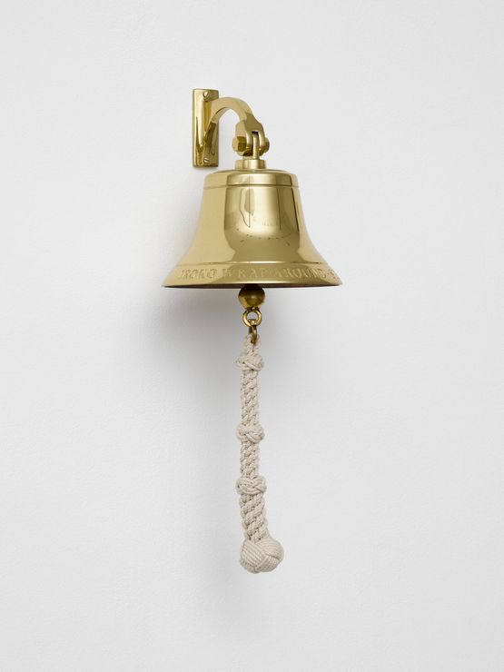 Ships Bells Iroko wrap - around  strake by Ian Hamilton Finlay contemporary artwork Sculpture