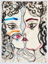 the she - rainbow joining by Del Kathryn Barton contemporary artwork mixed media