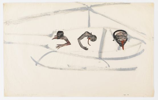 Gunship Pilot and Victims by Nancy Spero contemporary artwork Painting