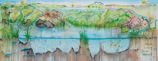 The Biographical Landscape of Humanity by Fabrice Hyber contemporary artwork Painting