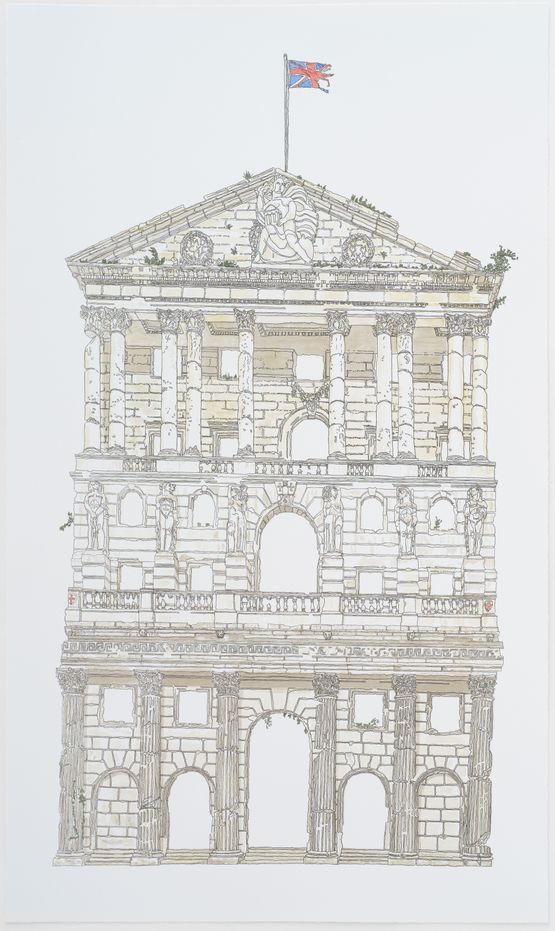 Imaginary view of The Bank of England in ruins after Joseph Michael Gandy by Michael Landy contemporary artwork Print