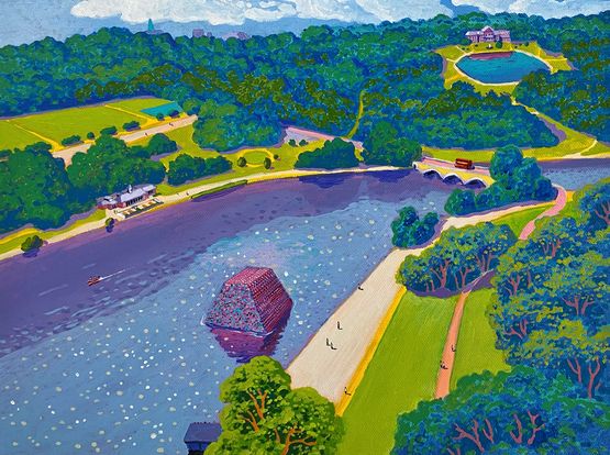 Google Earth Road Trip to UK Hyde Park by Stephen Wong Chun Hei contemporary artwork Painting