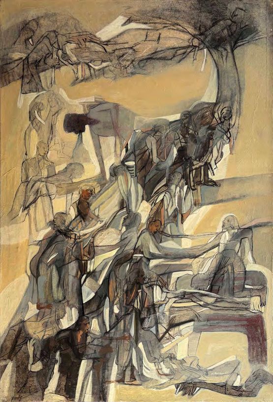 Migrant Labour Unfolding 1 by Vikrant Bhise contemporary artwork Works on Paper