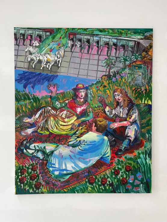 Breakfast on the grass by Nikita Sukhov contemporary artwork Painting