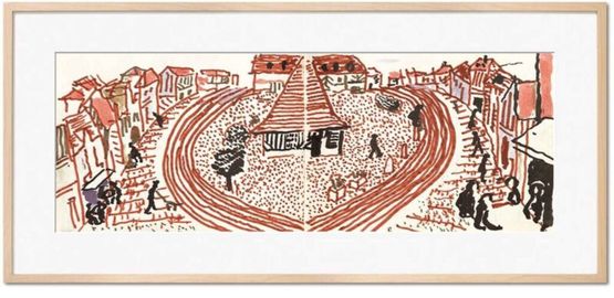 My Second Drawing of Beuvron-en-Auge by David Hockney contemporary artwork Print