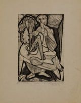 Discerning by Krishna Reddy contemporary artwork works on paper print