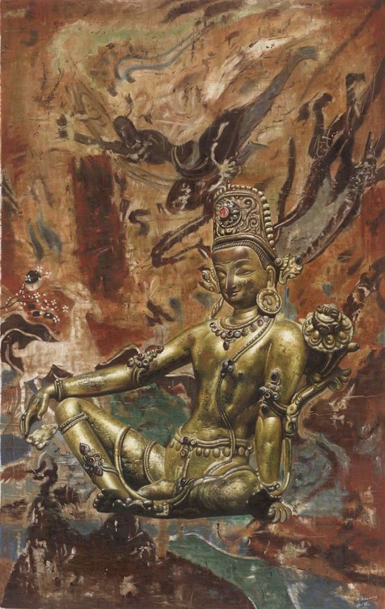 New Dharma in the Old World by Mi Qiaoming contemporary artwork Painting