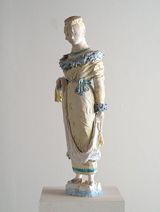 Woman with fake fur by Linda Marrinon contemporary artwork sculpture