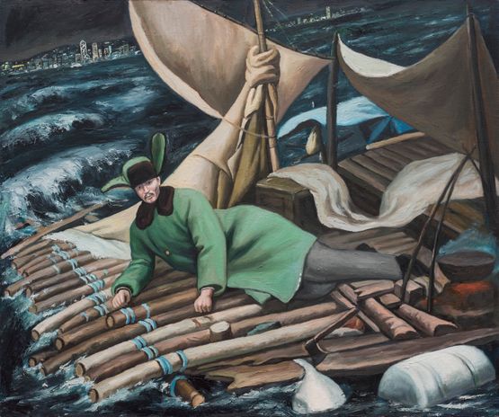 Wooden Raft by Qin Qi contemporary artwork Painting