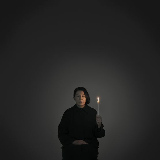 Artist Portrait with a Candle A from the series With Eyes Closed I See Happiness by Marina Abramovic contemporary artwork Photography