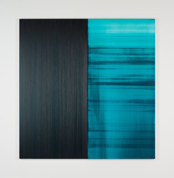 Untitled Lamp Black  Caribbean Turquoise by Callum Innes contemporary artwork Painting