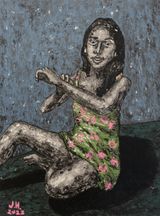 Suddenly she is fascinated with body hair by Johanna Helmuth contemporary artwork painting works on paper