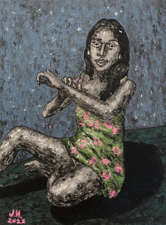 Suddenly she is fascinated with body hair by Johanna Helmuth contemporary artwork Painting