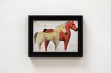 Two horses one pale and one red by Andrew Sim contemporary artwork drawing painting works on paper