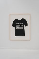 T-shirt portrait Collecting art makes you younger by Luis Vidal contemporary artwork painting works on paper