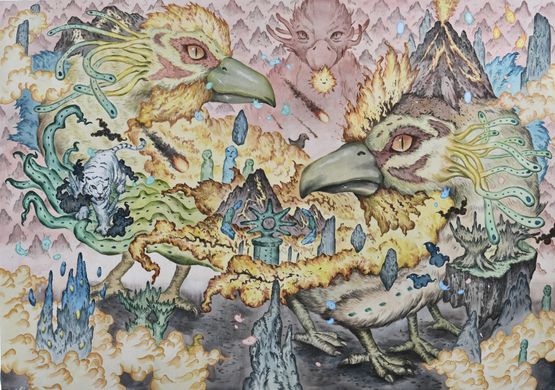 Red Phoenix of the Blazing Wings by Lim Subeom contemporary artwork Painting