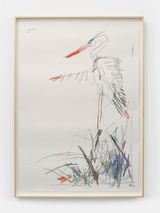White stork by Lera Derkach contemporary artwork mixed media works on paper