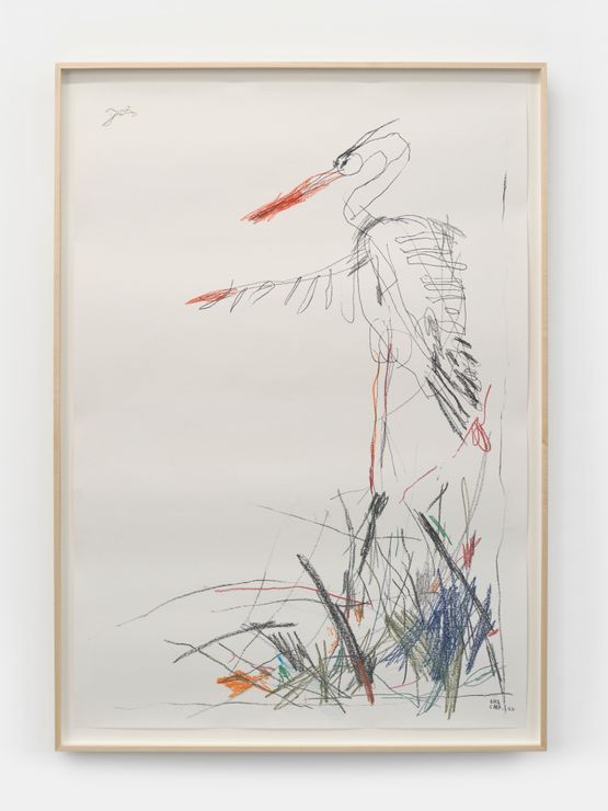 White stork by Lera Derkach contemporary artwork Works on Paper